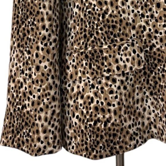LOFT Women's Blazer Classic Wool Blend Leopard Print Open Front Soft Size 12 - Picture 10 of 12
